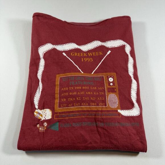 University Of South USF Florida Greek Week 90s Graphic T-shirt Red Adult XLarge - Picture 1 of 10